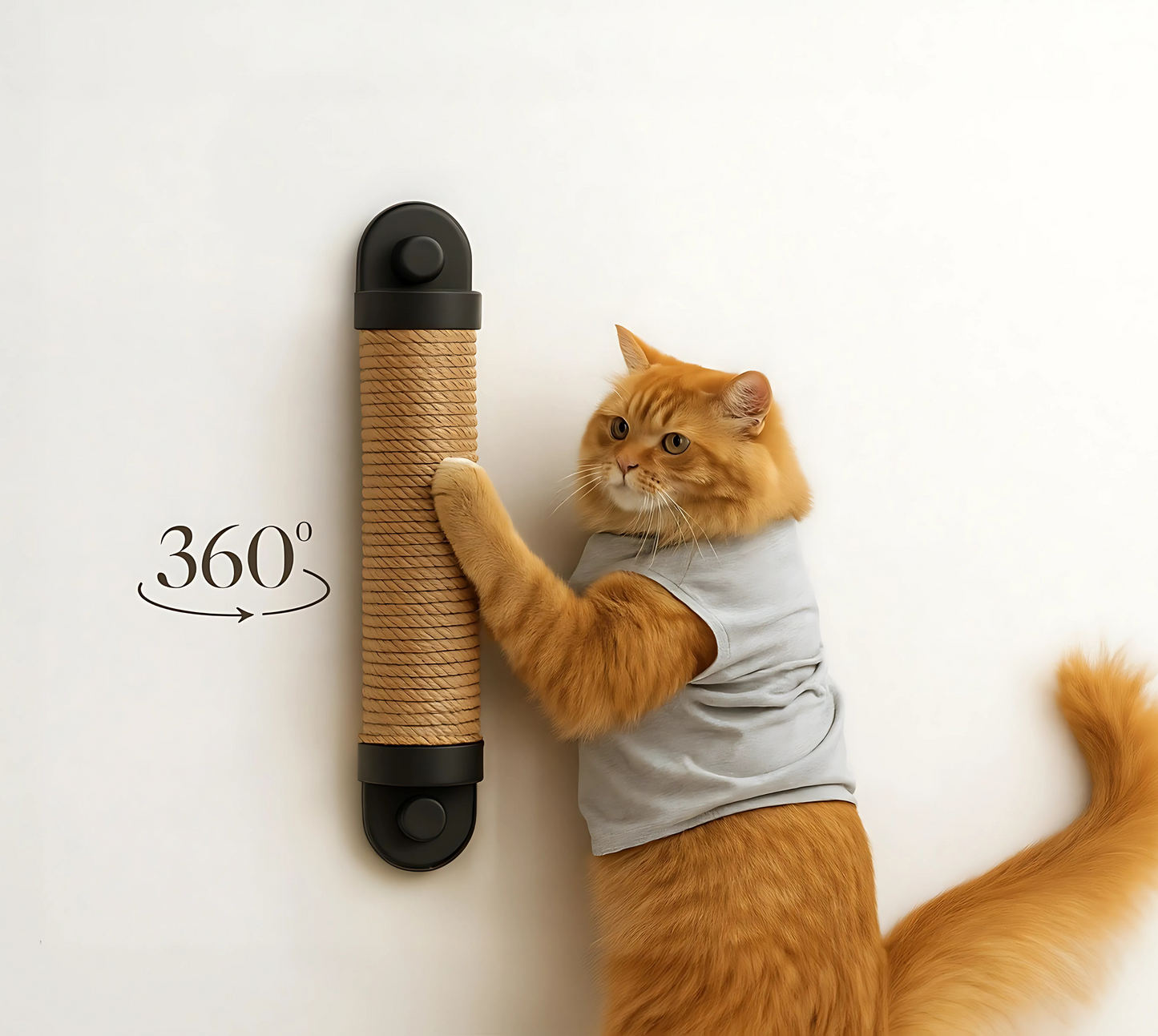 Scratchi 360° | Cat Scratcher & Scratching Post | Space-Saving Wall & Window-Mounted, Punch-Free Design Natural 6mm Sisal | Lightweight & Reusable