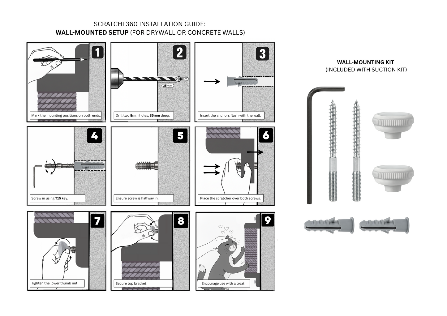 Cat Scratching Post Mounting Brackets | Easy DIY Replacement Set | Secure Window Suction Mount | Durable & Hassle-Free Install
