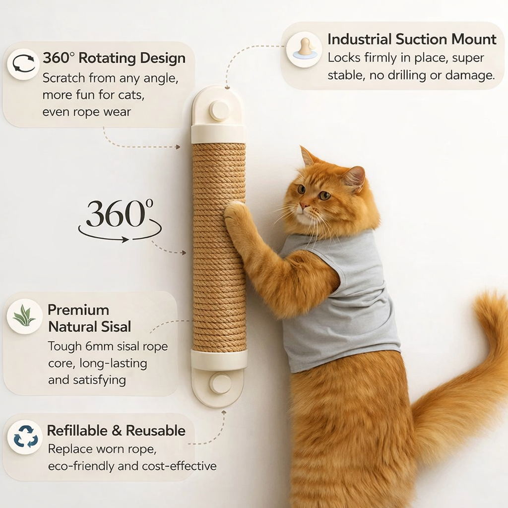 Scratchi 360 Wall and Window Mounted Cat Scratching Post