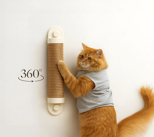 Scratchi 360° | Cat Scratcher & Scratching Post | Space-Saving Wall & Window-Mounted, Punch-Free Design Natural 6mm Sisal | Lightweight & Reusable