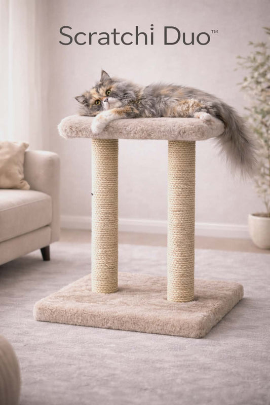 Scratchi Duo™ – Dual Luxury Cat Tree & Scratching Post