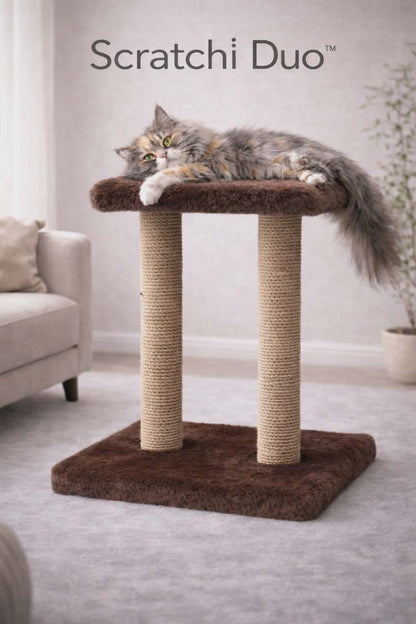Scratchi Duo™ – Dual Luxury Cat Tree & Scratching Post