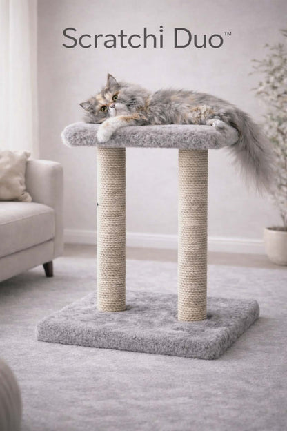Scratchi Duo™ – Dual Luxury Cat Tree & Scratching Post